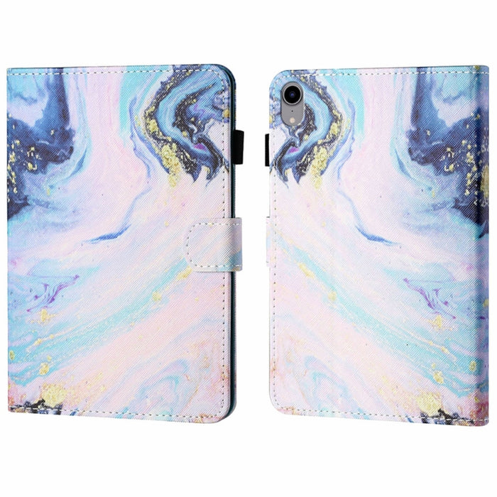 Estuche para tableta de cuero inteligente con costura de dibujo coloreado