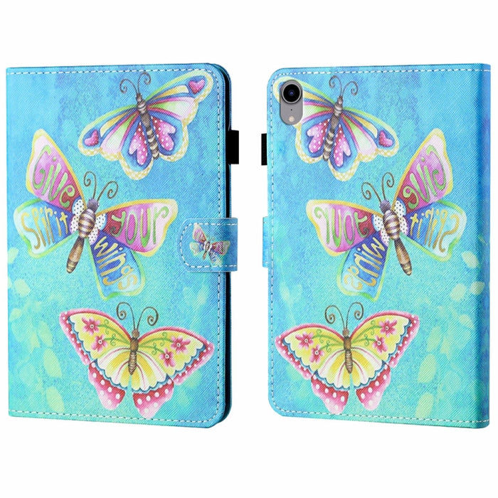 Estuche para tableta de cuero inteligente con costura de dibujo coloreado