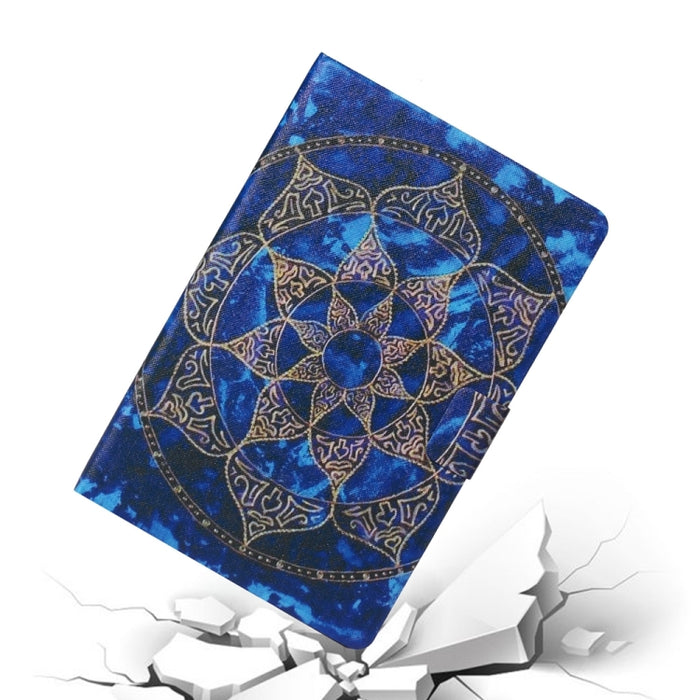 Estuche para tableta de cuero con pintura en color y textura de voltaje
