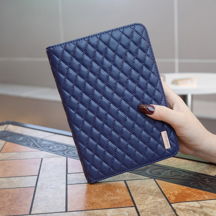 Elegante funda de cuero con tapa horizontal con textura romboidal para tablet