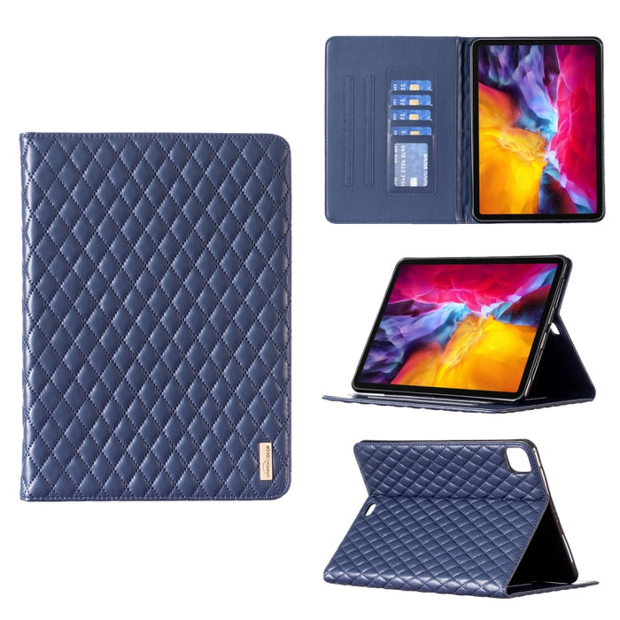 Elegante funda de cuero con tapa horizontal con textura romboidal para tablet