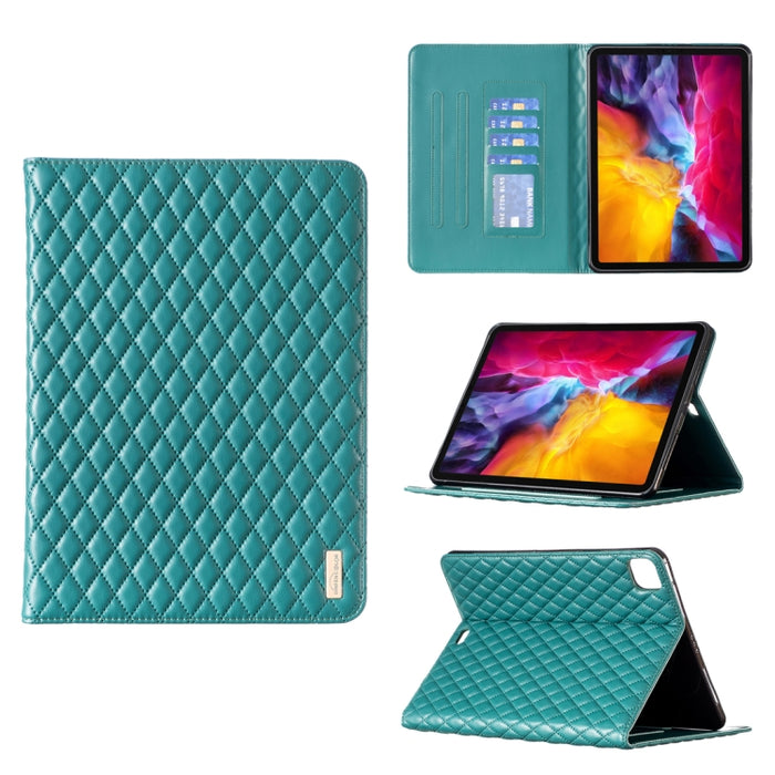 Elegante funda de cuero con tapa horizontal con textura romboidal para tablet