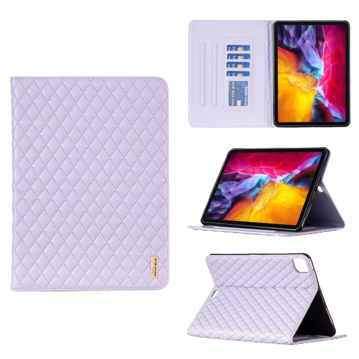 Elegante funda de cuero con tapa horizontal con textura romboidal para tablet
