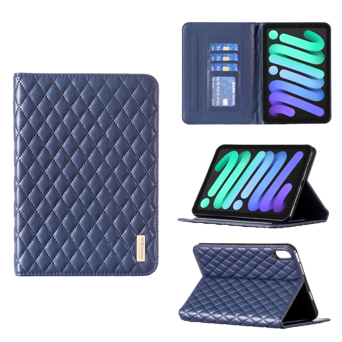 Elegante funda de cuero con tapa horizontal con textura romboidal para tablet