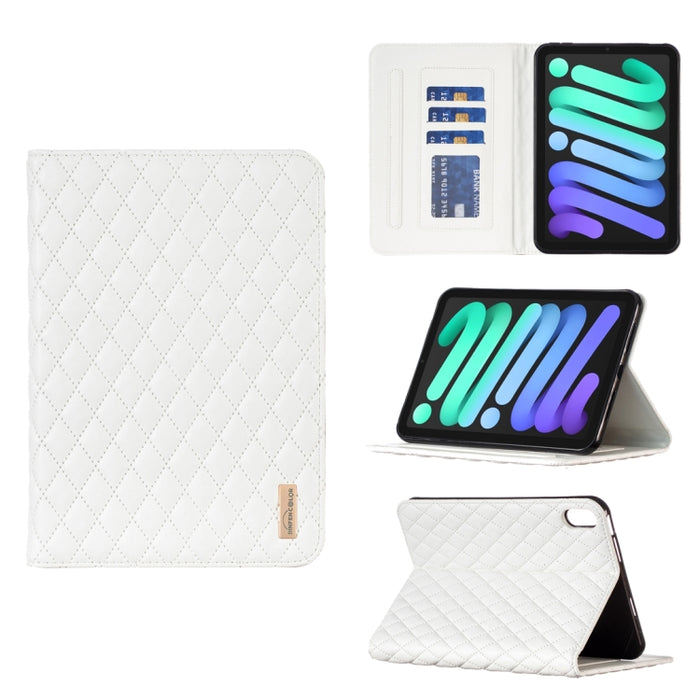 Elegante funda de cuero con tapa horizontal con textura romboidal para tablet