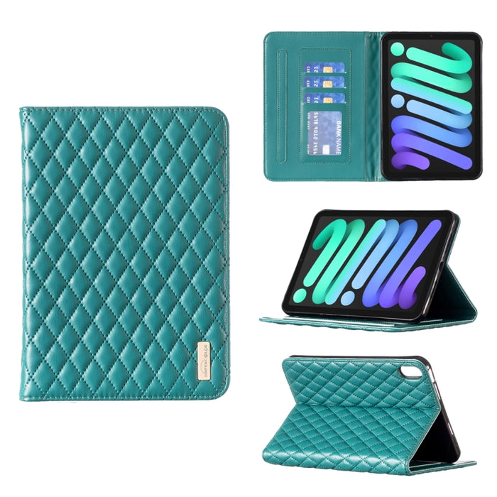 Elegante funda de cuero con tapa horizontal con textura romboidal para tablet