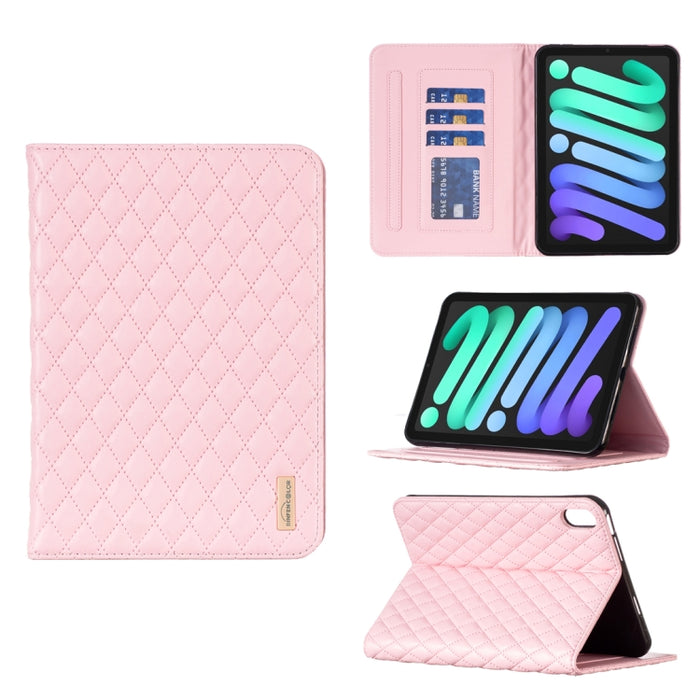 Elegante funda de cuero con tapa horizontal con textura romboidal para tablet