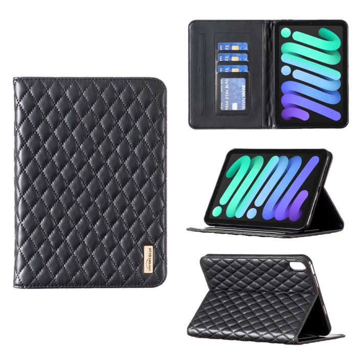 Elegante funda de cuero con tapa horizontal con textura romboidal para tablet