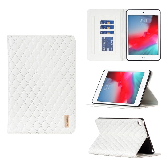Elegante funda de cuero con tapa horizontal con textura romboidal para tablet