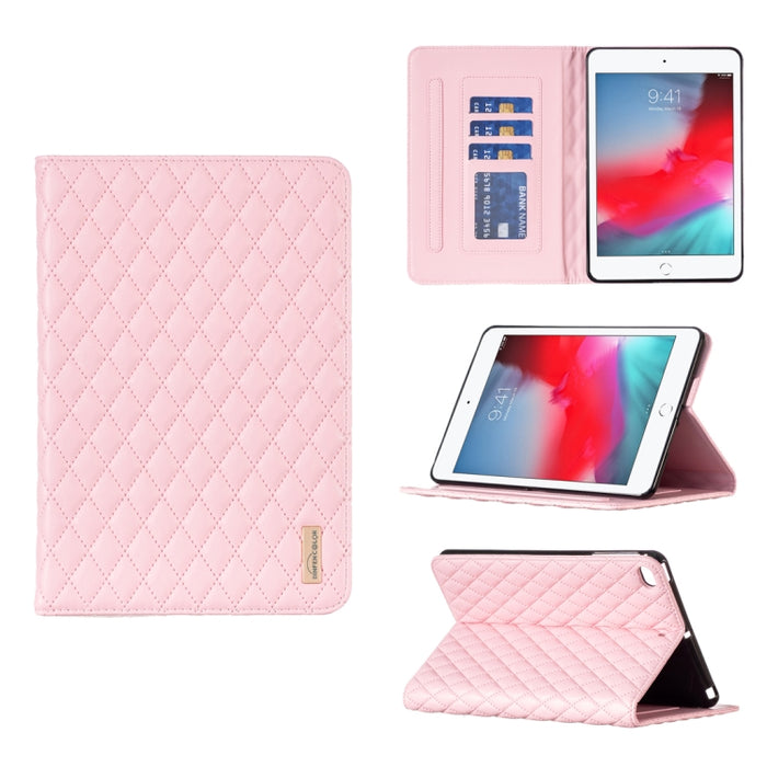 Elegante funda de cuero con tapa horizontal con textura romboidal para tablet
