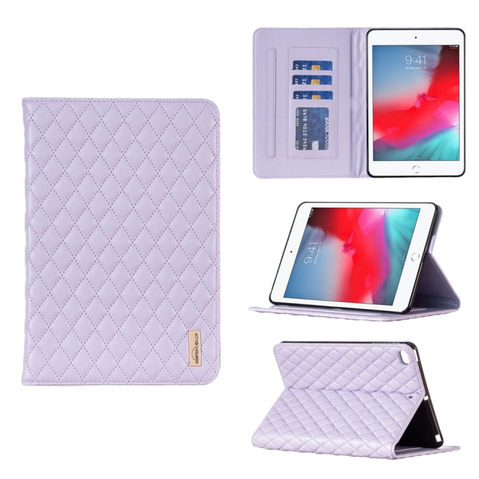 Elegante funda de cuero con tapa horizontal con textura romboidal para tablet