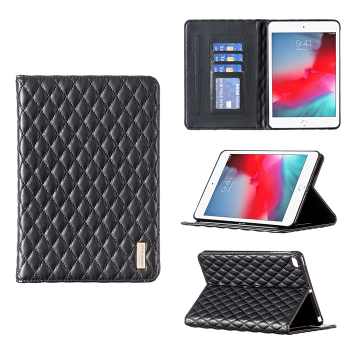 Elegante funda de cuero con tapa horizontal con textura romboidal para tablet