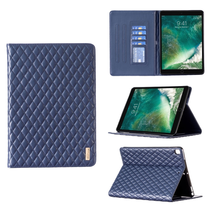 Elegante funda de cuero con tapa horizontal con textura romboidal para tablet