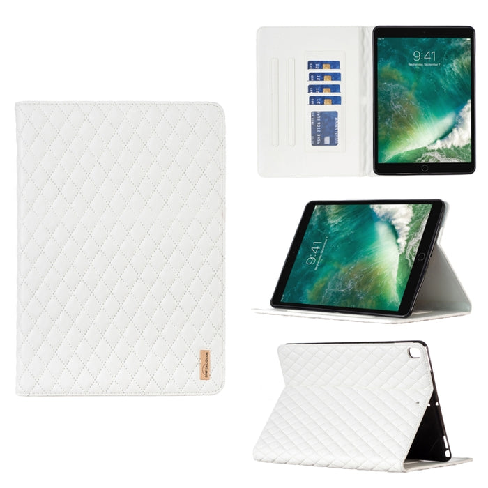 Elegante funda de cuero con tapa horizontal con textura romboidal para tablet