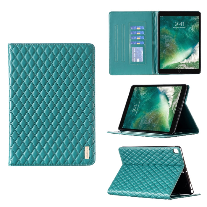Elegante funda de cuero con tapa horizontal con textura romboidal para tablet