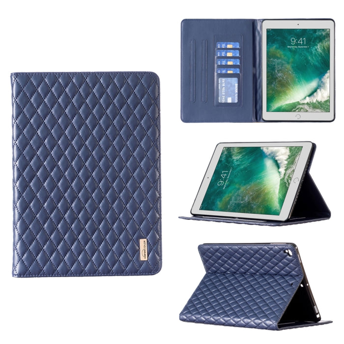 Elegante funda de cuero con tapa horizontal con textura romboidal para tablet