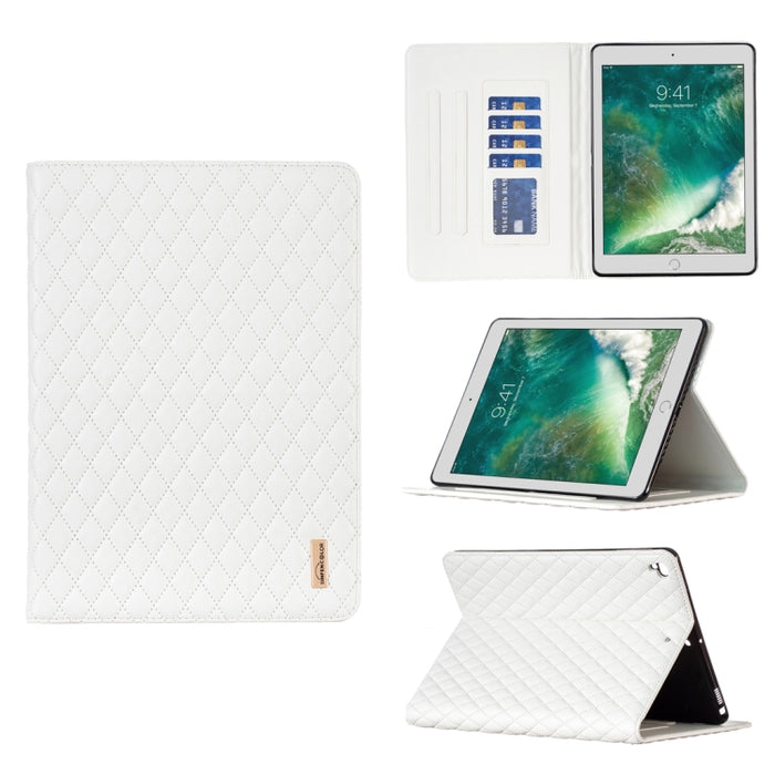 Elegante funda de cuero con tapa horizontal con textura romboidal para tablet
