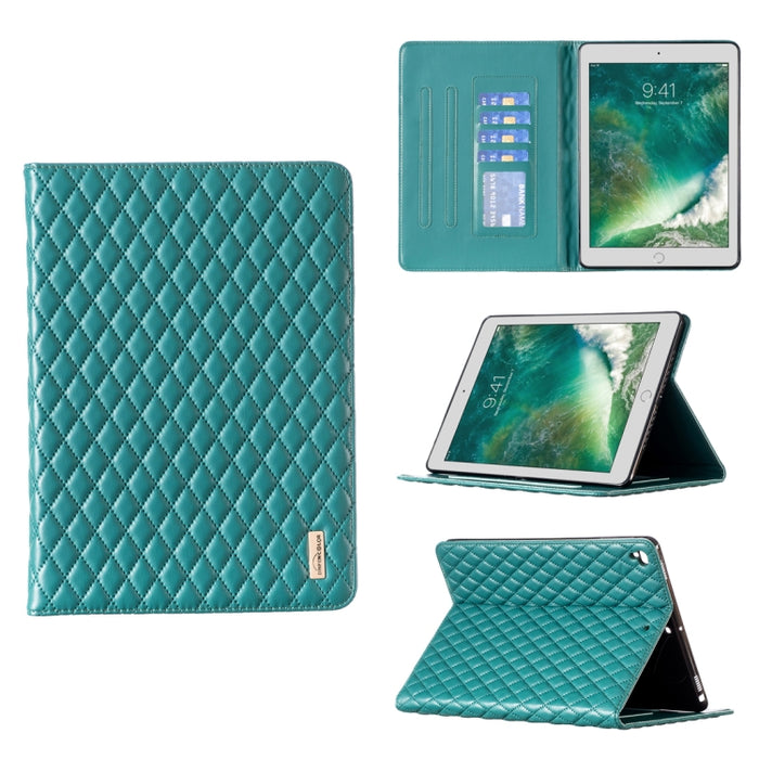 Elegante funda de cuero con tapa horizontal con textura romboidal para tablet