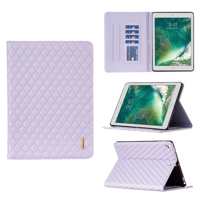Elegante funda de cuero con tapa horizontal con textura romboidal para tablet