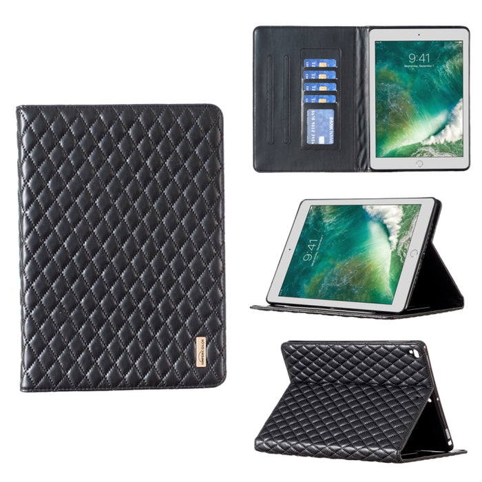 Elegante funda de cuero con tapa horizontal con textura romboidal para tablet
