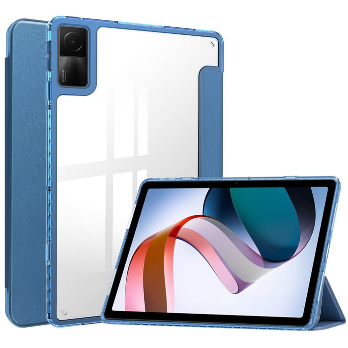 Estuche para tableta inteligente de cuero con tapa trasera transparente de 3 pliegues, For Xiaomi Redmi Pad 10.6