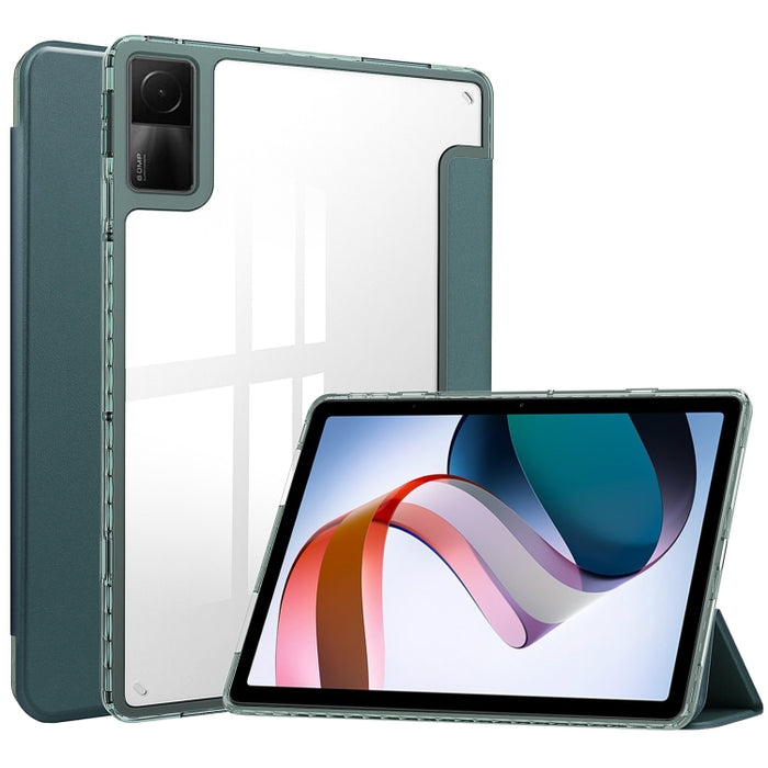 Estuche para tableta inteligente de cuero con tapa trasera transparente de 3 pliegues, For Xiaomi Redmi Pad 10.6