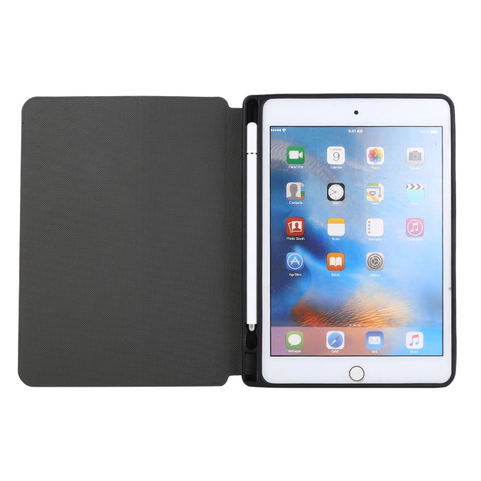Para iPad mini 5 / 4 / 3 / 2 / 1 Estuche de cuero con tapa horizontal de textura prensada eléctrica con soporte y ranura para bolígrafo