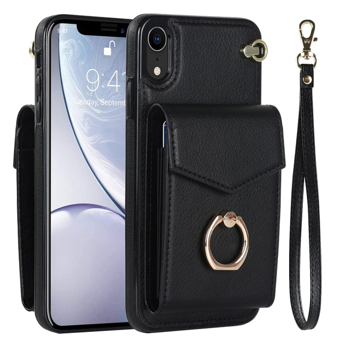 Caja del teléfono con ranura para tarjeta RFID con soporte para anillo