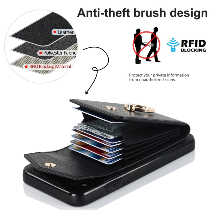 Caja del teléfono con ranura para tarjeta RFID con soporte para anillo