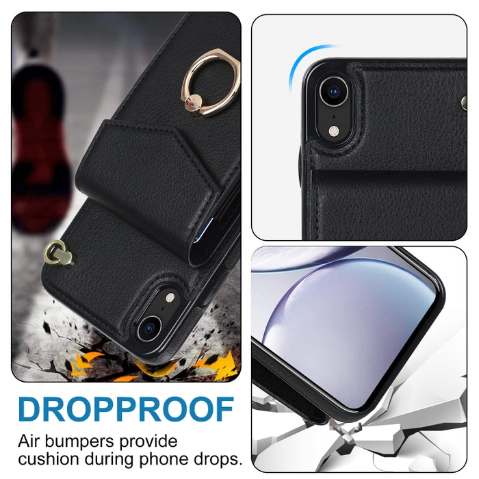 Caja del teléfono con ranura para tarjeta RFID con soporte para anillo