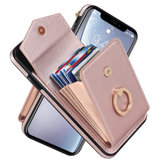 Caja del teléfono con ranura para tarjeta RFID con soporte para anillo