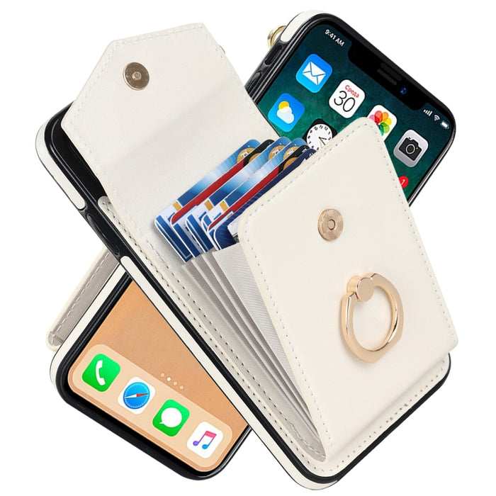 Caja del teléfono con ranura para tarjeta RFID con soporte para anillo