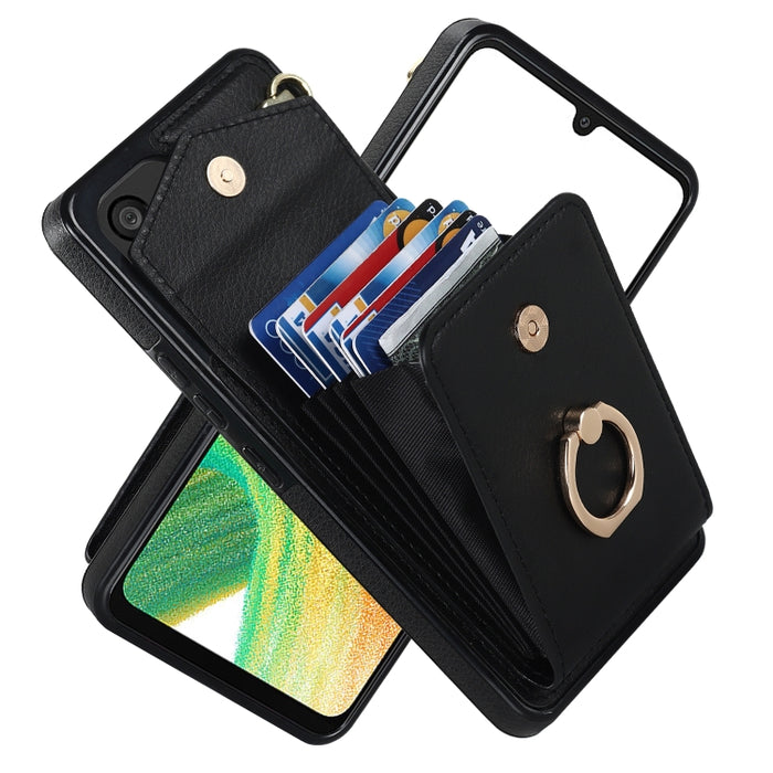 Caja del teléfono con ranura para tarjeta RFID con soporte para anillo