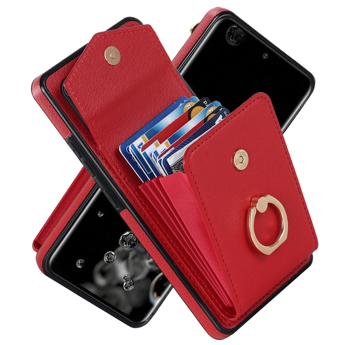 Caja del teléfono con ranura para tarjeta RFID con soporte para anillo