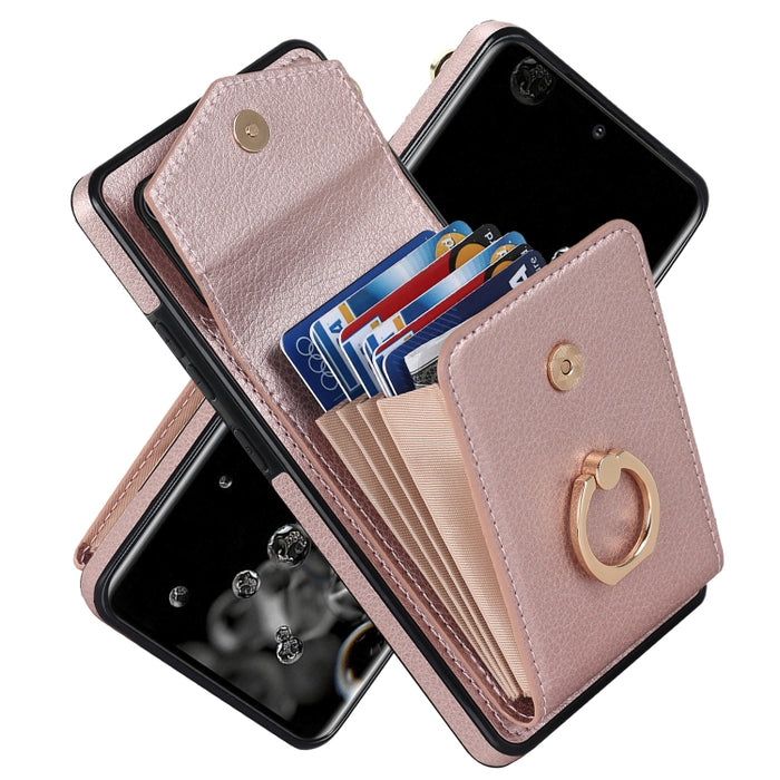 Caja del teléfono con ranura para tarjeta RFID con soporte para anillo