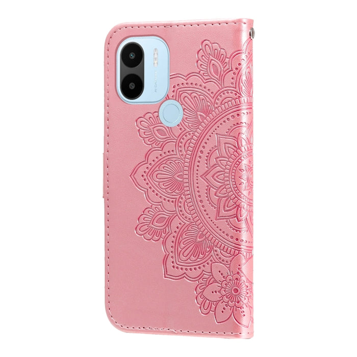 Estuche para teléfono de cuero con estampado de flores de 7 pétalos, For Xiaomi Redmi A1+, For Xiaomi Redmi 11 Prime 4G, For Xiaomi Redmi Note 12 China, For Xiaomi Redmi Note 12 Pro 5G China, For Xiaomi Redmi Note 12 Pro+ China