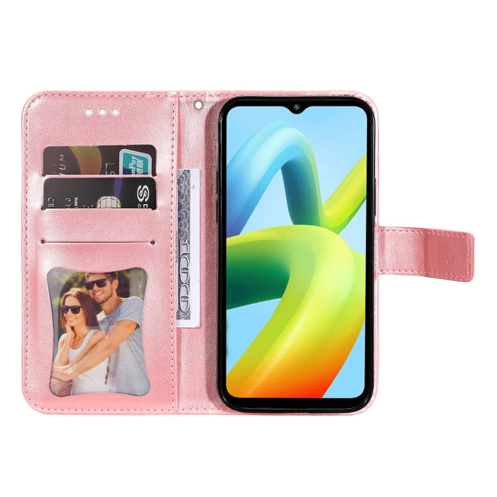 Estuche para teléfono de cuero con estampado de flores de 7 pétalos, For Xiaomi Redmi A1+, For Xiaomi Redmi 11 Prime 4G, For Xiaomi Redmi Note 12 China, For Xiaomi Redmi Note 12 Pro 5G China, For Xiaomi Redmi Note 12 Pro+ China