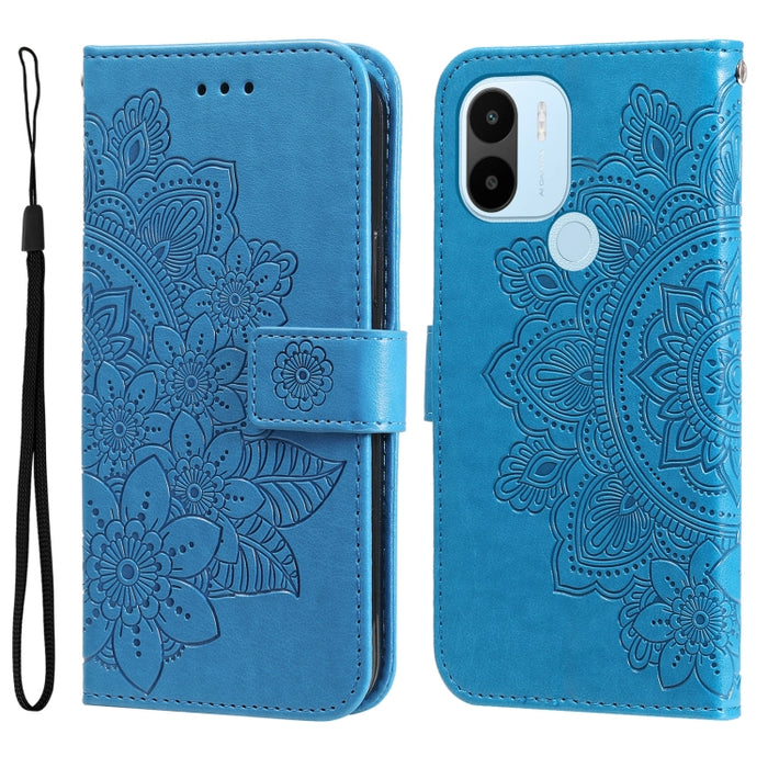 Estuche para teléfono de cuero con estampado de flores de 7 pétalos, For Xiaomi Redmi A1+, For Xiaomi Redmi 11 Prime 4G, For Xiaomi Redmi Note 12 China, For Xiaomi Redmi Note 12 Pro 5G China, For Xiaomi Redmi Note 12 Pro+ China