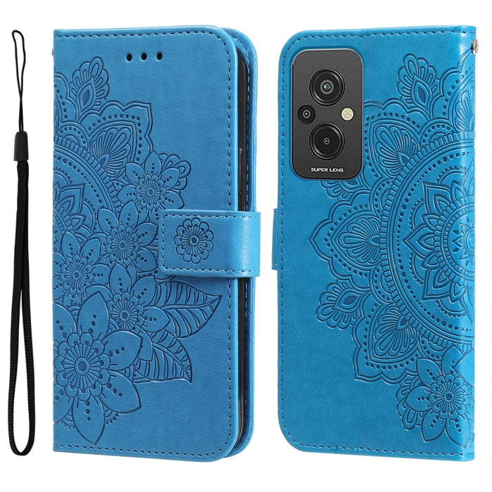 Estuche para teléfono de cuero con estampado de flores de 7 pétalos, For Xiaomi Redmi A1+, For Xiaomi Redmi 11 Prime 4G, For Xiaomi Redmi Note 12 China, For Xiaomi Redmi Note 12 Pro 5G China, For Xiaomi Redmi Note 12 Pro+ China