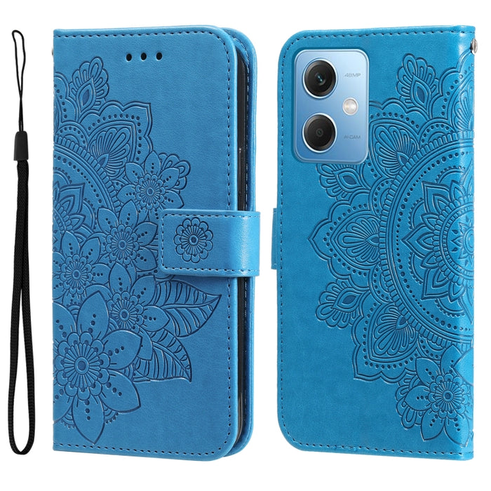 Estuche para teléfono de cuero con estampado de flores de 7 pétalos, For Xiaomi Redmi A1+, For Xiaomi Redmi 11 Prime 4G, For Xiaomi Redmi Note 12 China, For Xiaomi Redmi Note 12 Pro 5G China, For Xiaomi Redmi Note 12 Pro+ China