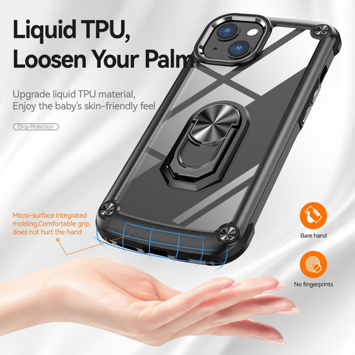 Estuche para teléfono con protección de lente de TPU + PC con soporte para anillo
