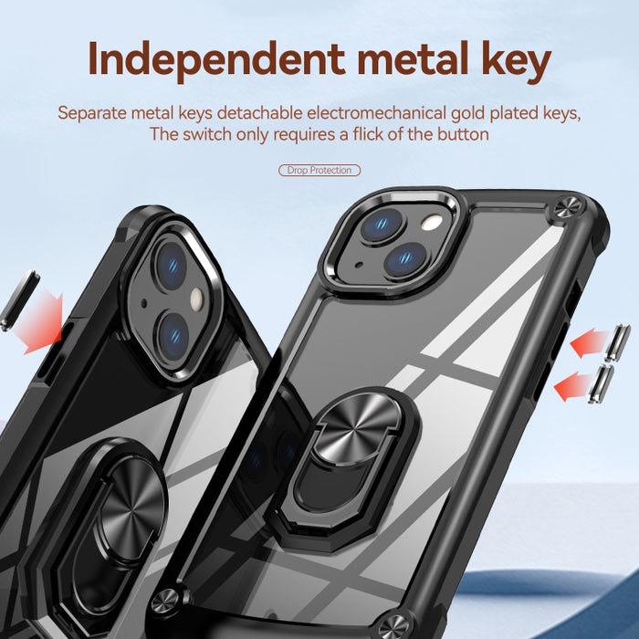 Estuche para teléfono con protección de lente de TPU + PC con soporte para anillo