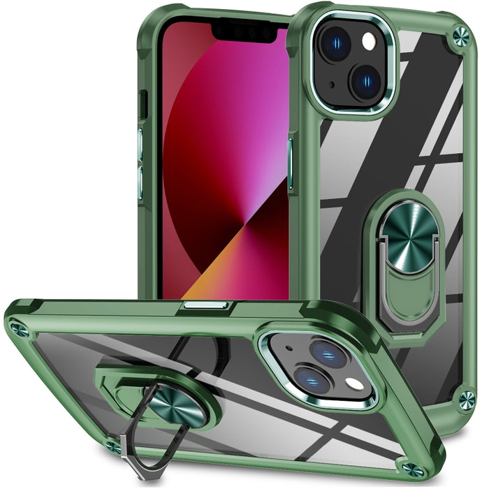 Estuche para teléfono con protección de lente de TPU + PC con soporte para anillo