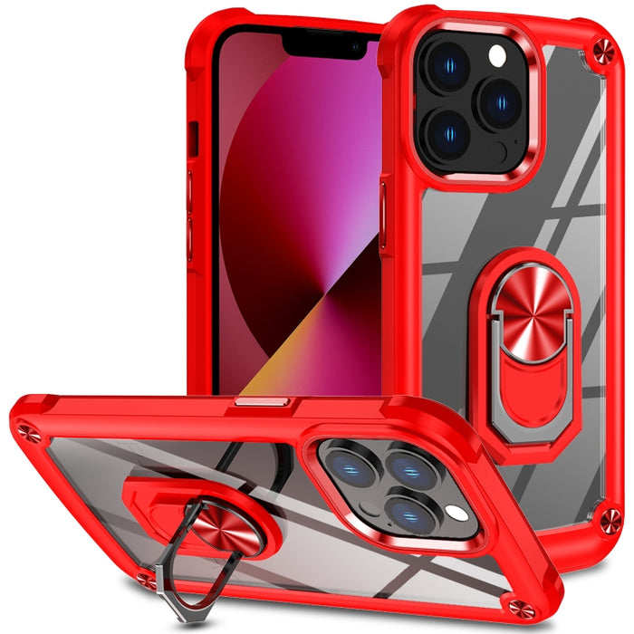 Estuche para teléfono con protección de lente de TPU + PC con soporte para anillo