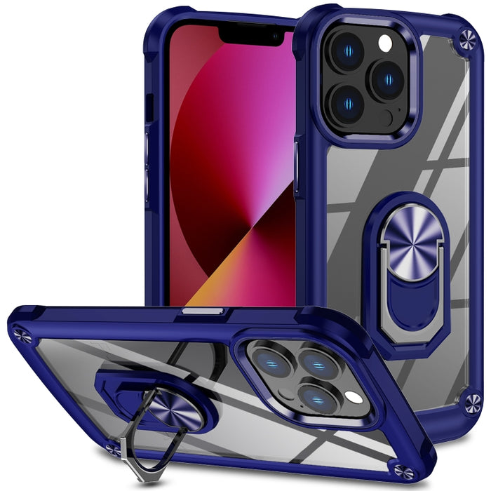 Estuche para teléfono con protección de lente de TPU + PC con soporte para anillo
