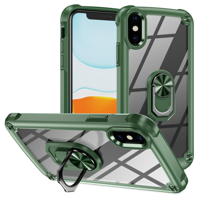 Estuche para teléfono con protección de lente de TPU + PC con soporte para anillo