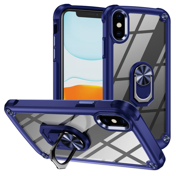 Estuche para teléfono con protección de lente de TPU + PC con soporte para anillo