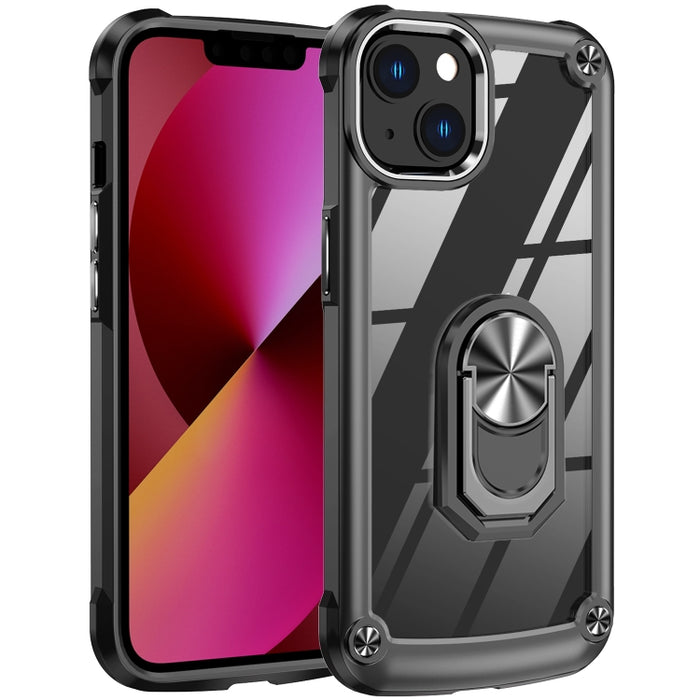 Estuche para teléfono con protección de lente de TPU + PC con soporte para anillo
