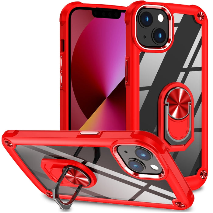 Estuche para teléfono con protección de lente de TPU + PC con soporte para anillo