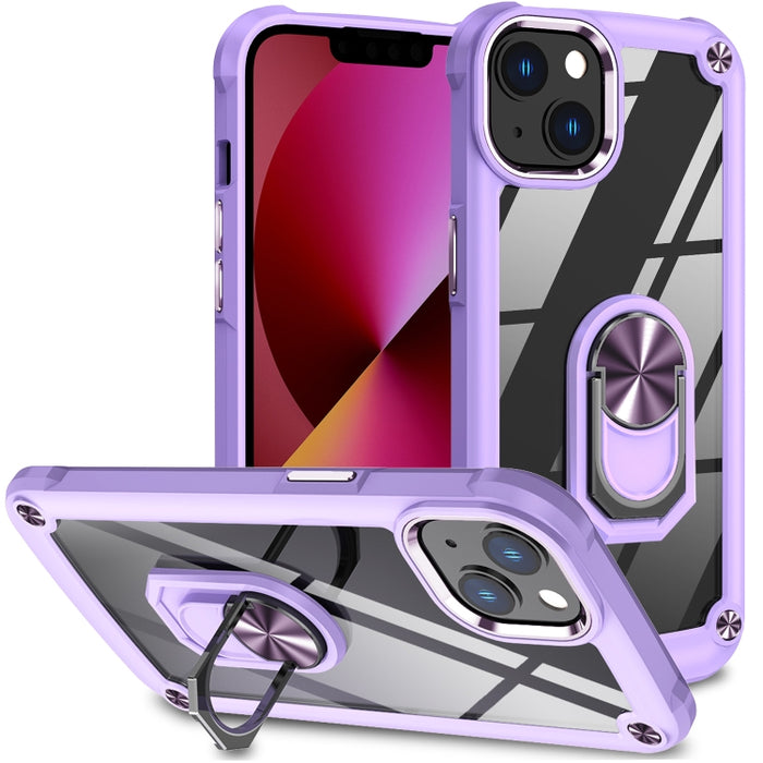 Estuche para teléfono con protección de lente de TPU + PC con soporte para anillo
